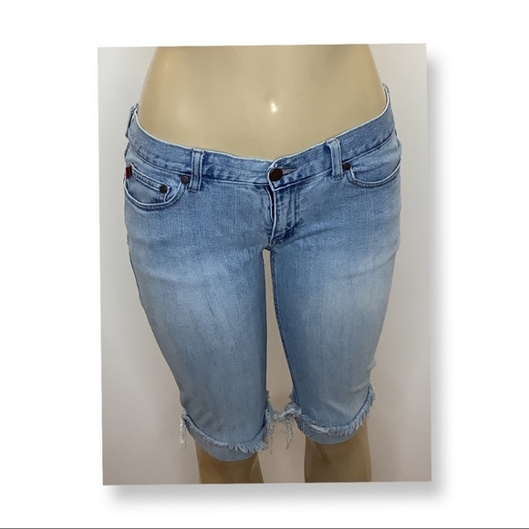Y2K Tilt cuffed frayed hem jeans shorts size 7 - Picture 1 of 5